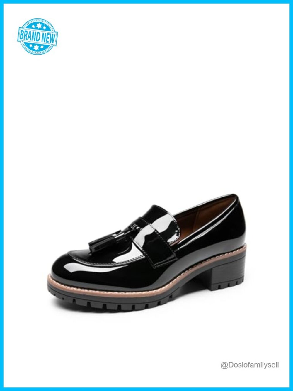 Women's Chunky Lug Sole Slip-On Loafers Vegan Leather Business Casual